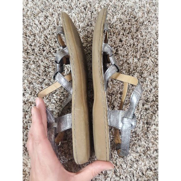 b. o. c. Silver Metallic Strappy Kesia Slingback Sandals Size 10M C64314 - Picture 6 of 9